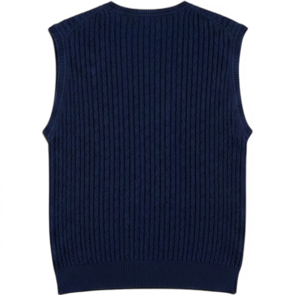 Vtg Article Cable Knit Sweater Vest Wmn S/M (Msr'd) Navy Preppy Dark Academia — image 2 of 8